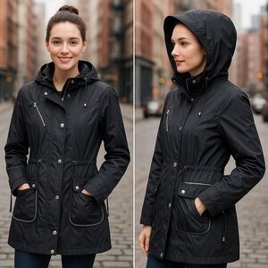 Laundry by Shelli Segal Black Utility Anorak Jacket with Hood – Size L